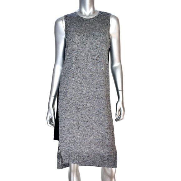 Athleta Dress Gray Black Merino Wool Sweater Midi Sleeveless Knit Athletic Dress - Picture 1 of 9